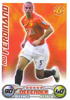 Rio Ferdinand Manchester United 2008/09 Topps Match Attax #185